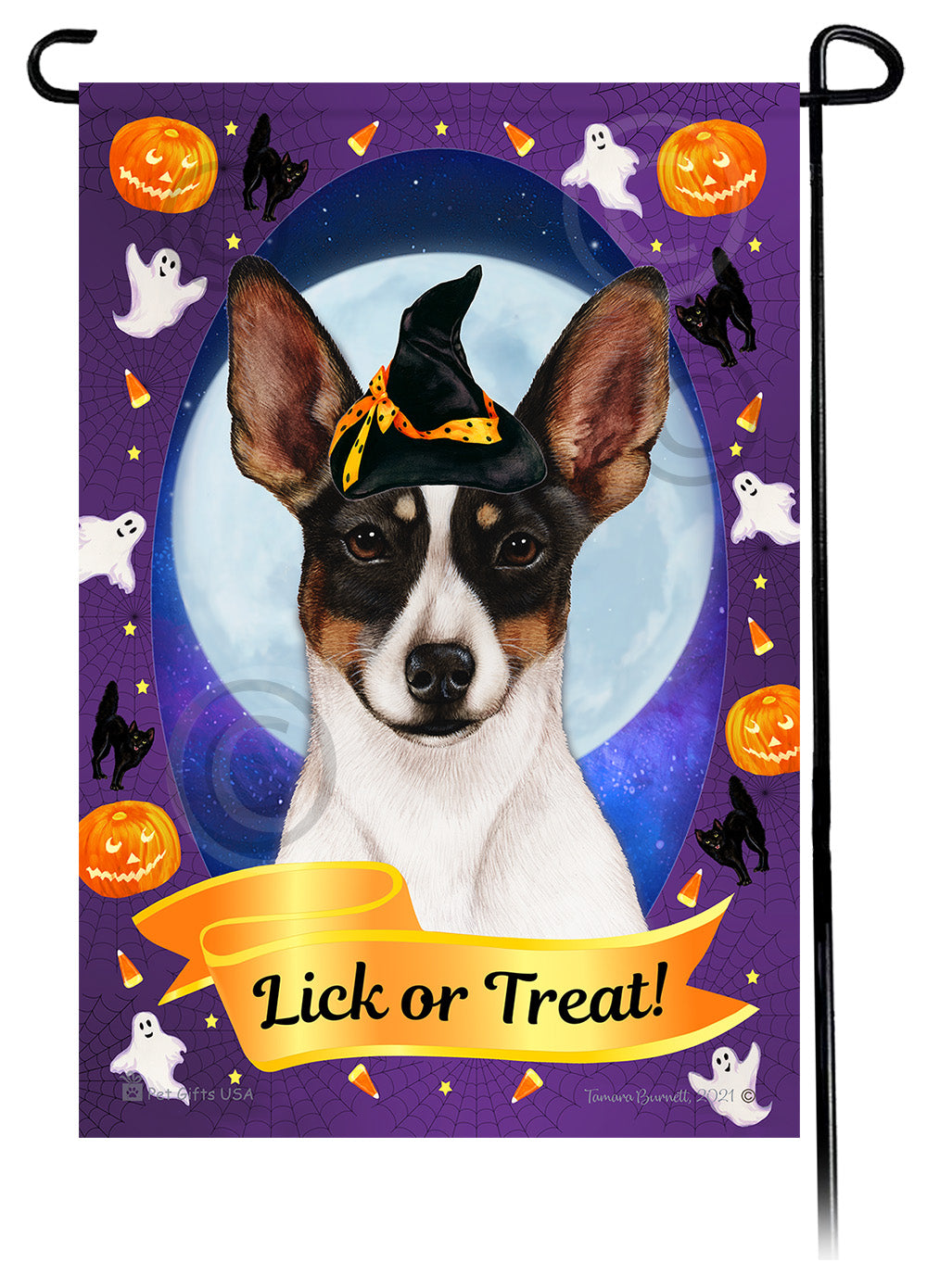 Rat Terrier Halloween Howls - Garden Flag