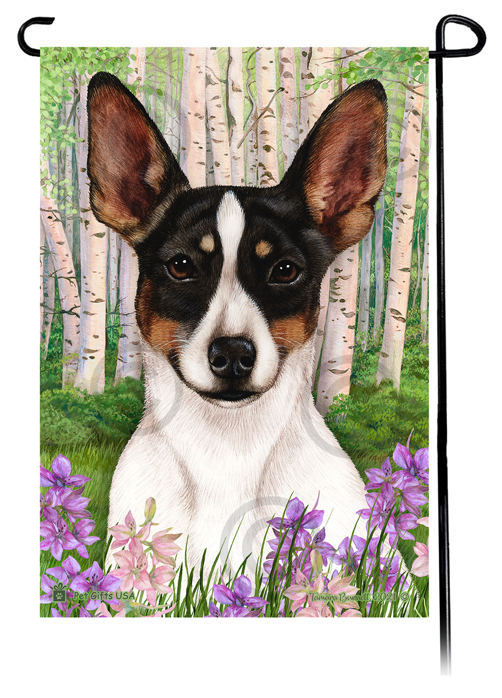 Rat Terrier Spring Flowers - Garden Flag