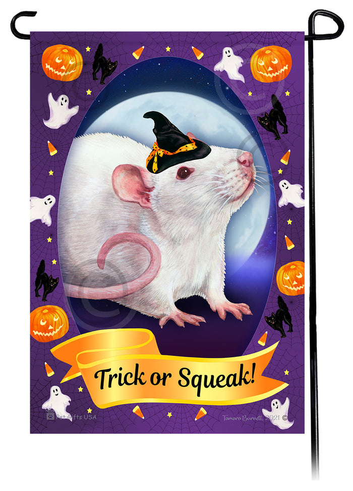 White Rat Halloween Howls Garden Flags