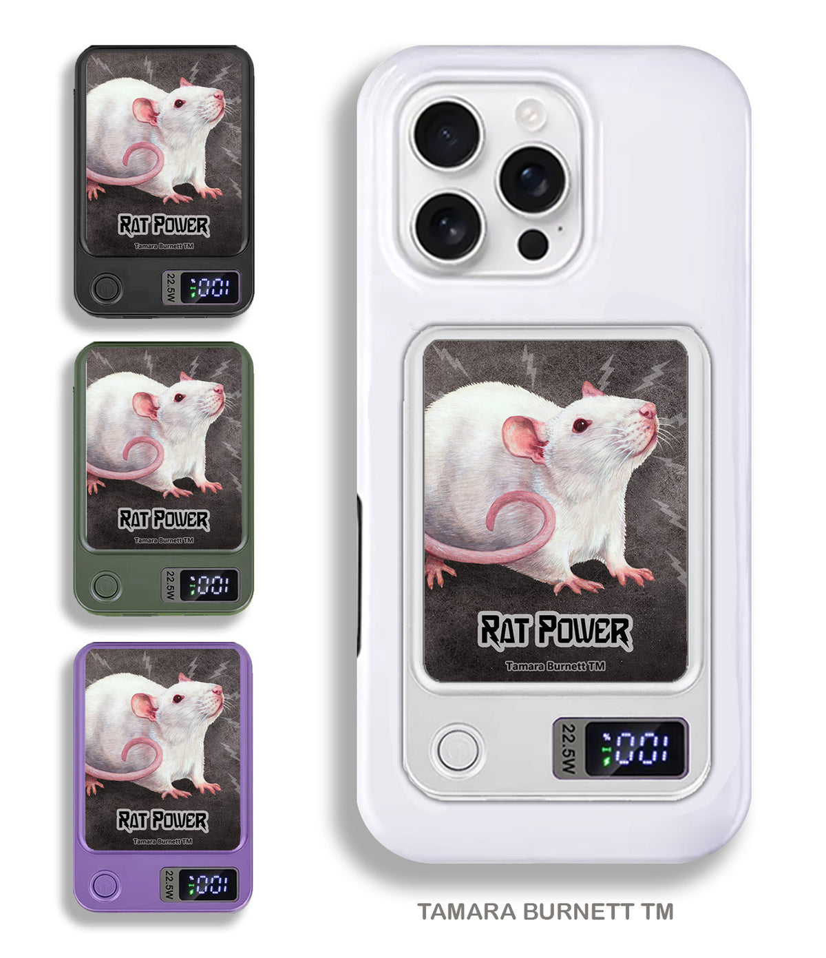 Rat White Phone Bank Wireless Charger
