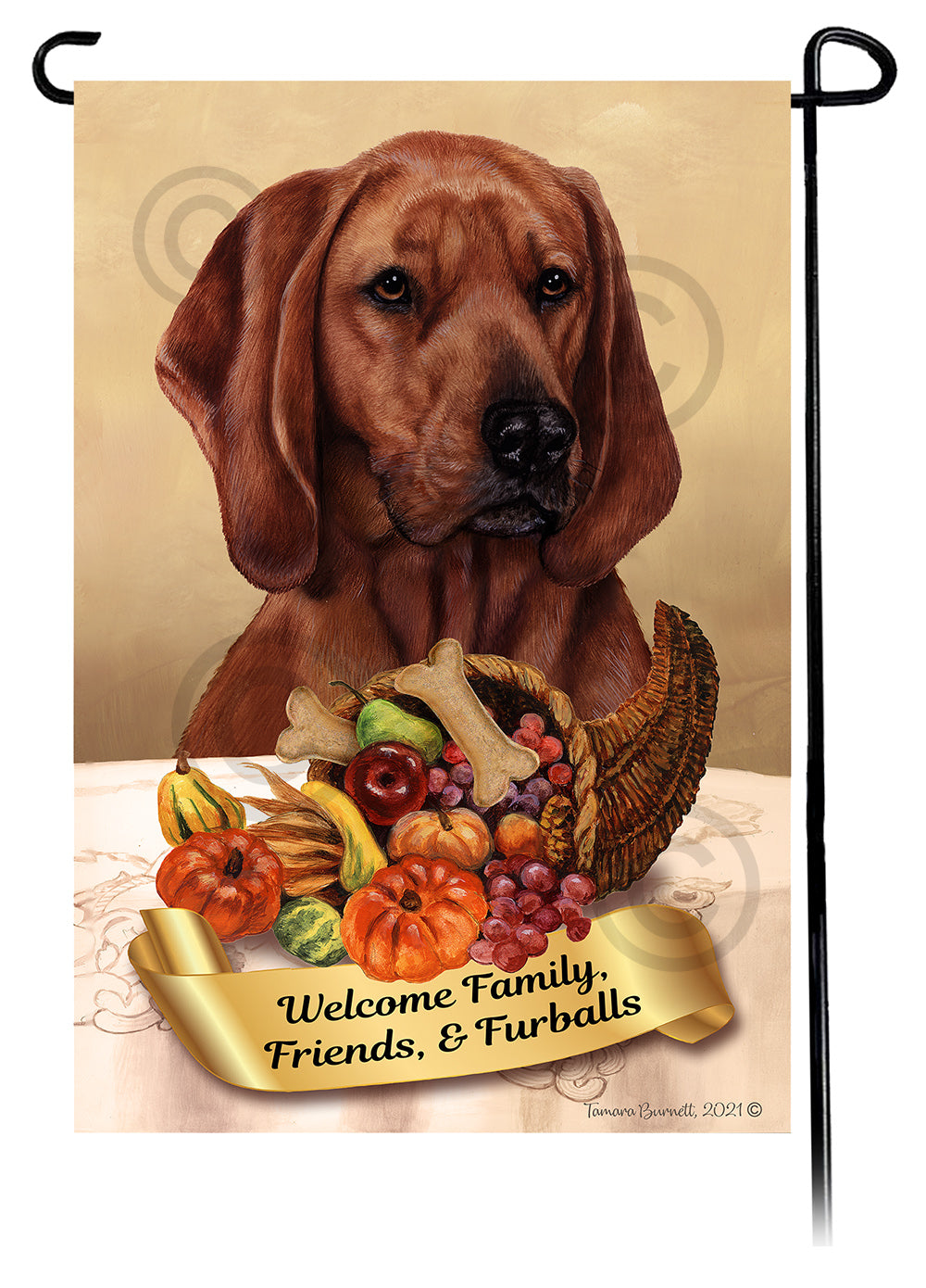 Coonhound Thanksgiving - Garden Flag