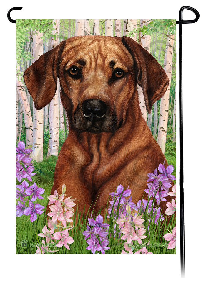 Rhodesian Ridgeback Spring Flowers Garden Flags