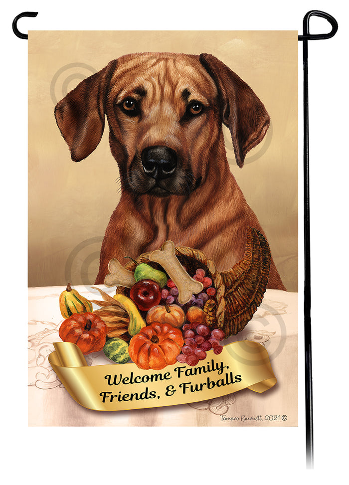 Rhodesian Ridgeback Thanksgiving Garden Flags