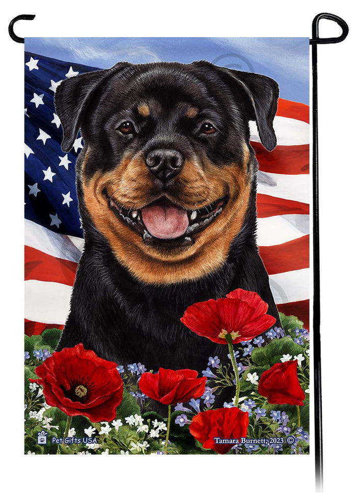 Rottweiler Patriotic Flowers Garden Flags