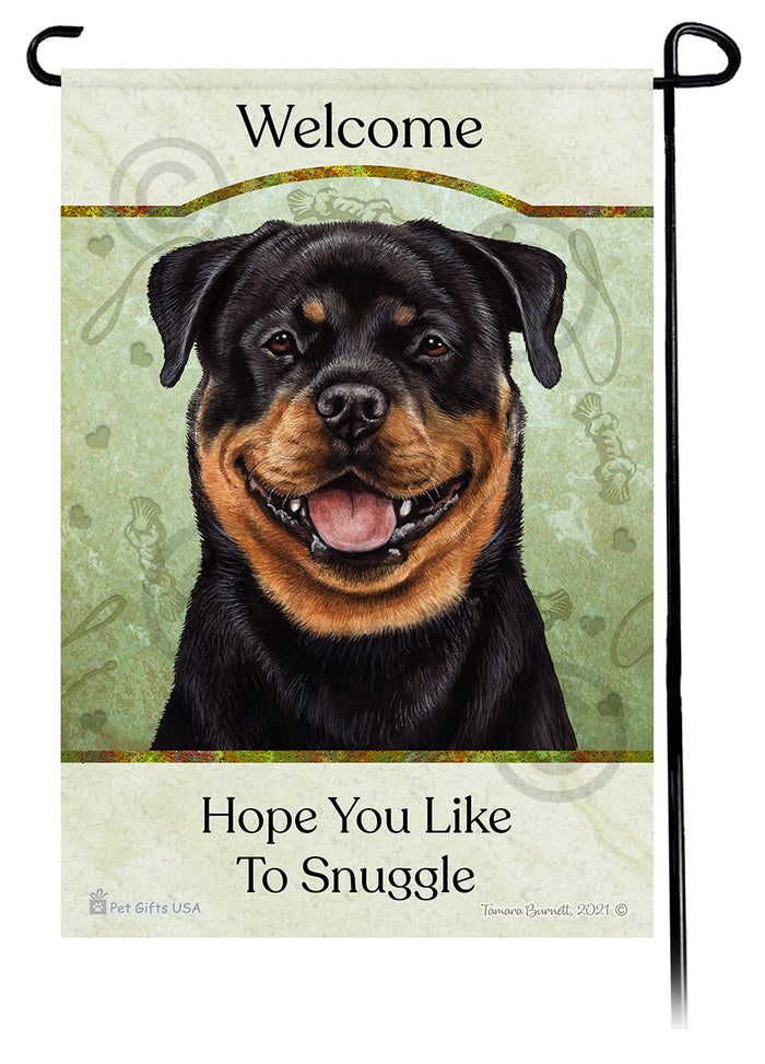 Rottweiler Hope You Like To Snuggle Garden Flags