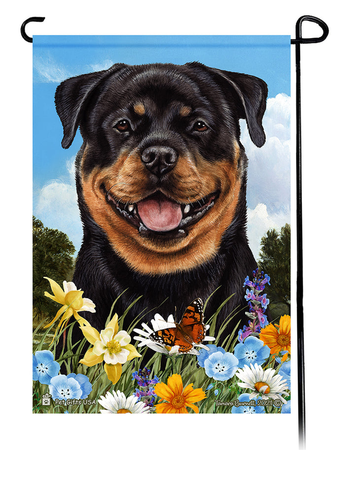 Rottweiler Summer Flowers Garden Flags
