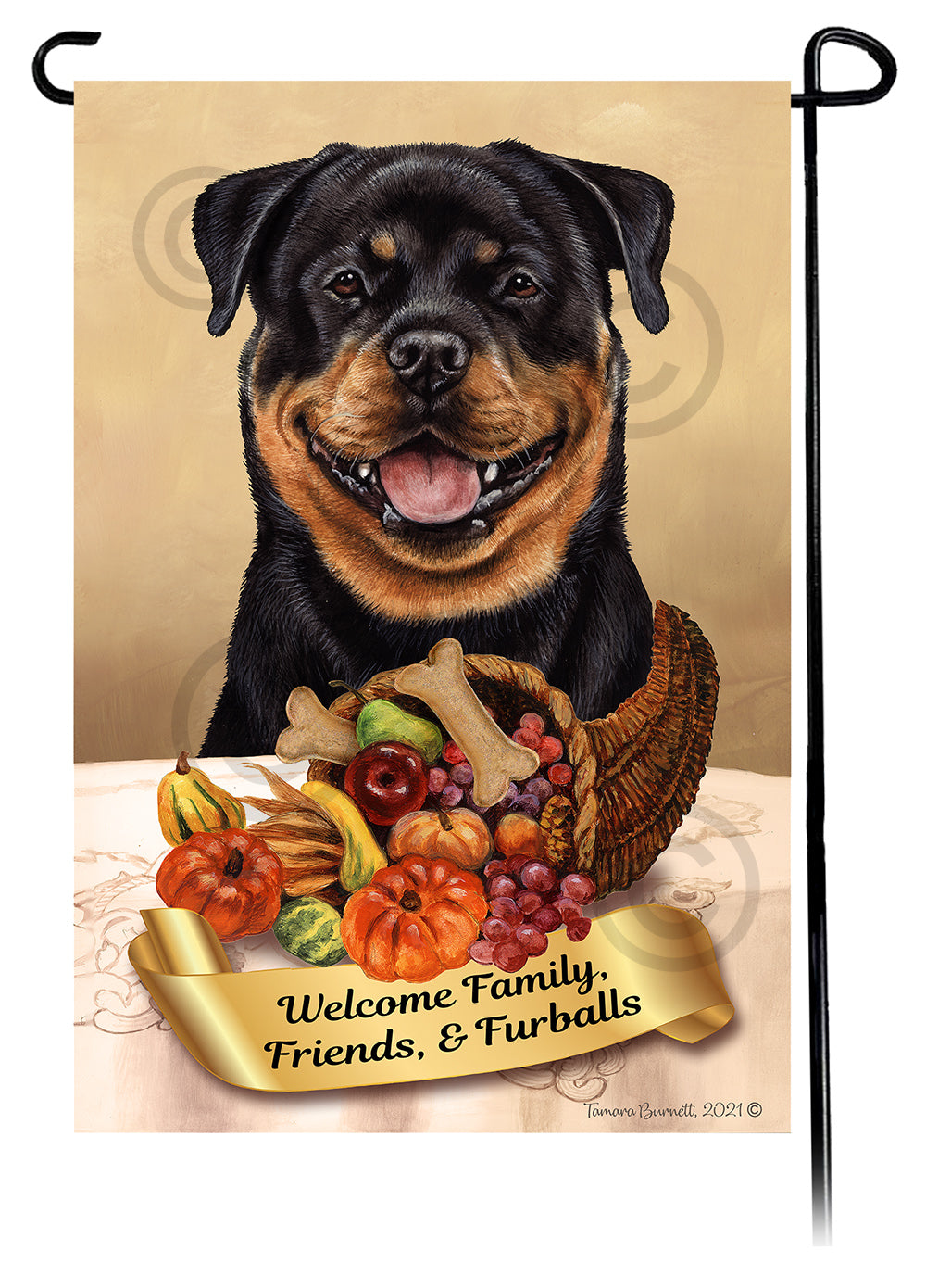 Rottweiler Thanksgiving Garden Flags
