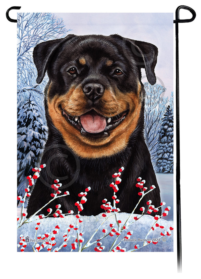 Rottweiler Winterberries Garden Flags