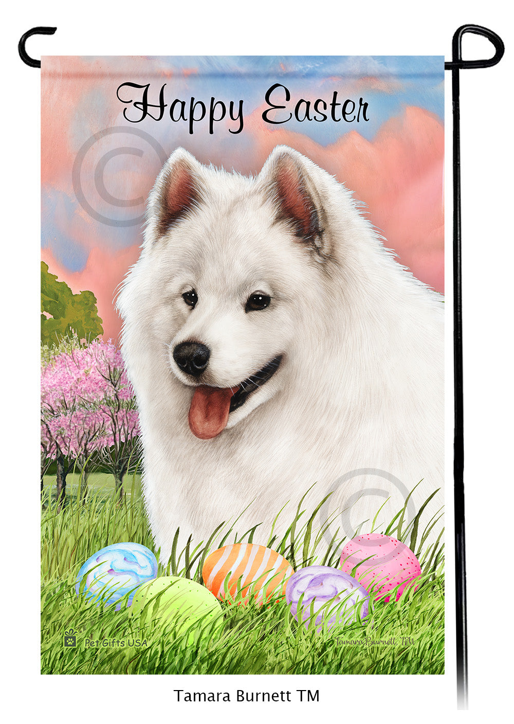 Samoyed Happy Easter Garden Flags