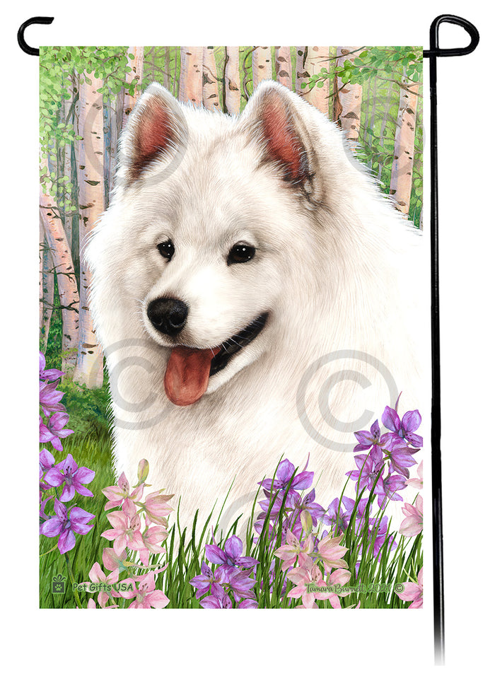 Samoyed Spring Flowers Garden Flags
