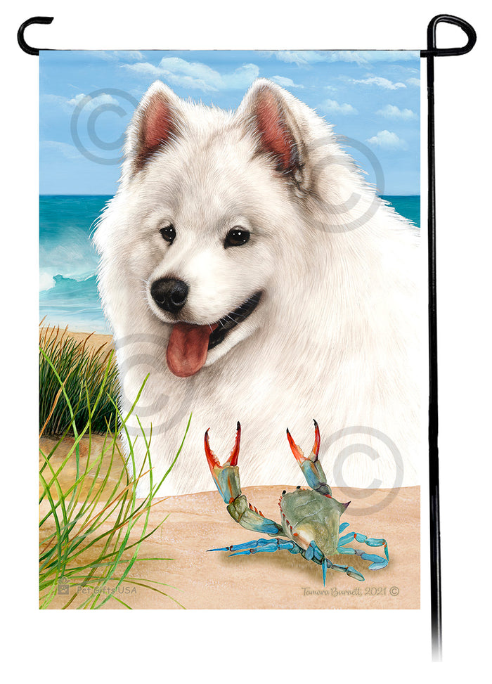Samoyed Summer Flowers Garden Flag