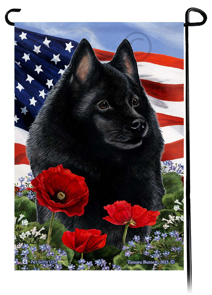 Schipperke Patriotic Flowers Garden Flags