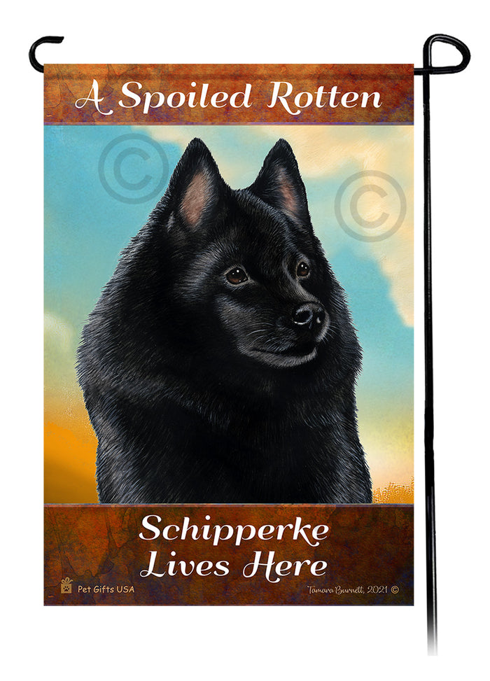 Schipperke Spoiled Rotten Garden Flags