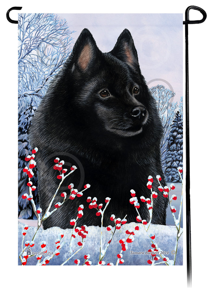 Schipperke Winterberries Garden Flags