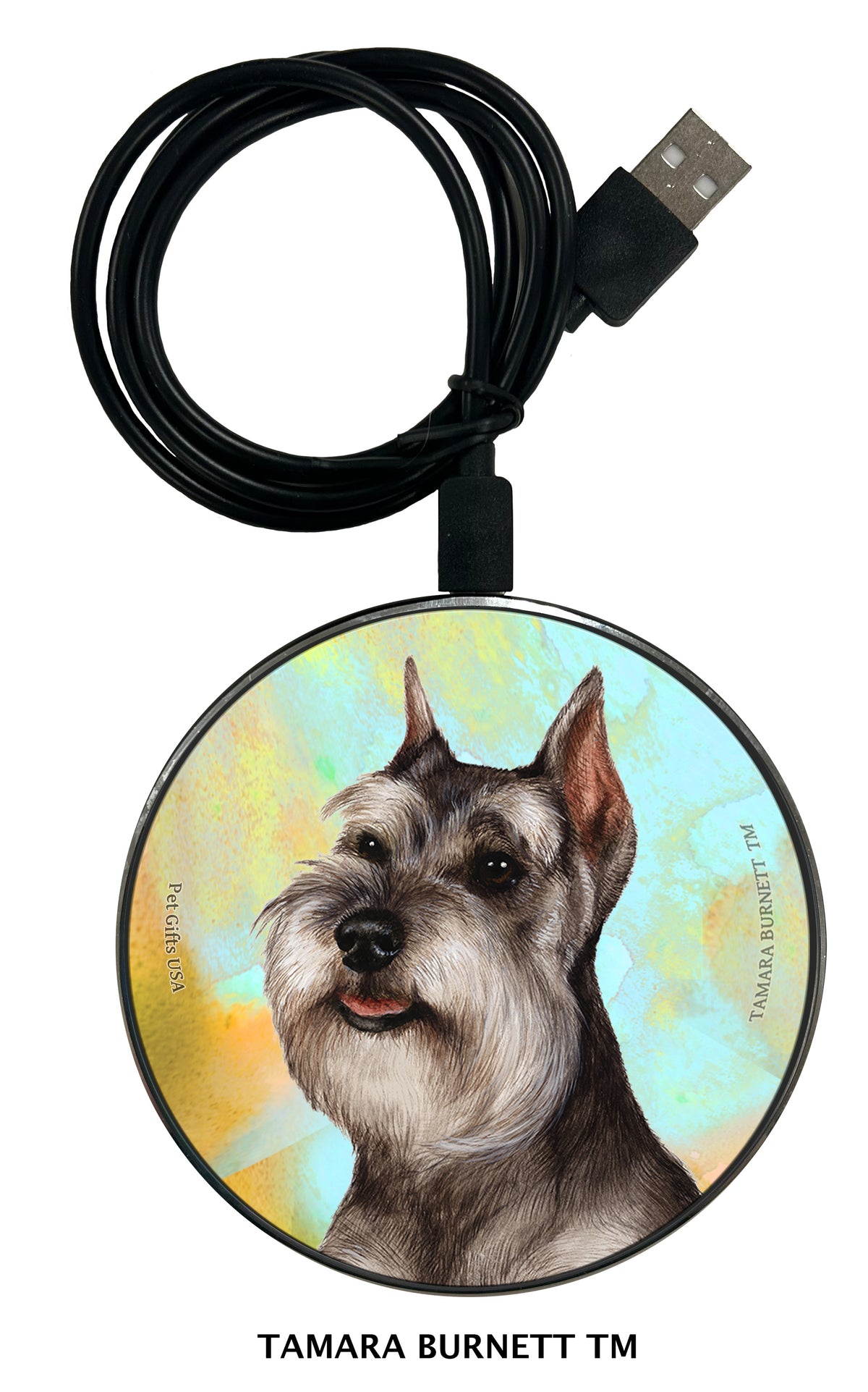 Schnauzer Grey Cropped Zoomies Wireless Charger