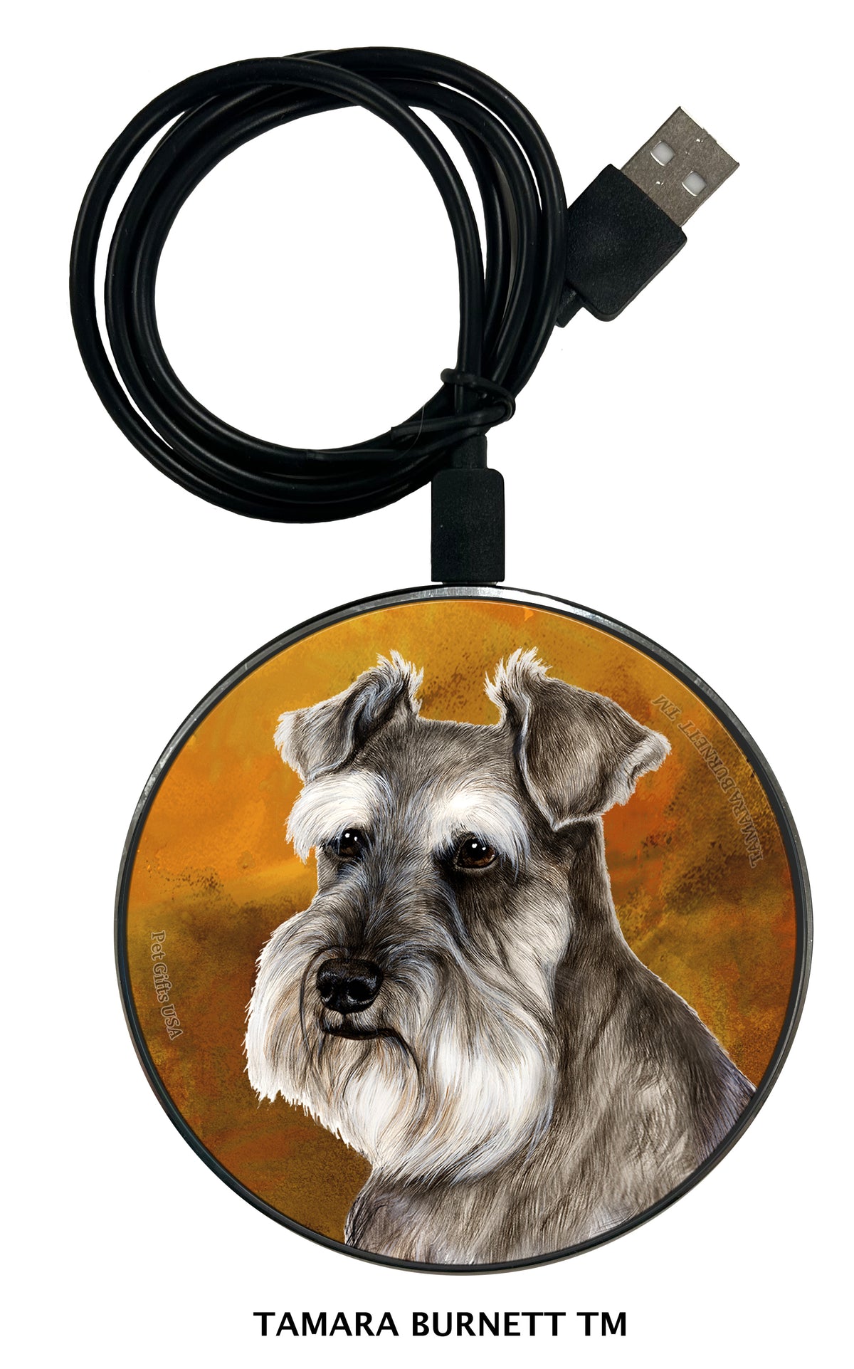 Schnauzer Grey Uncropped Zoomies Wireless Charger