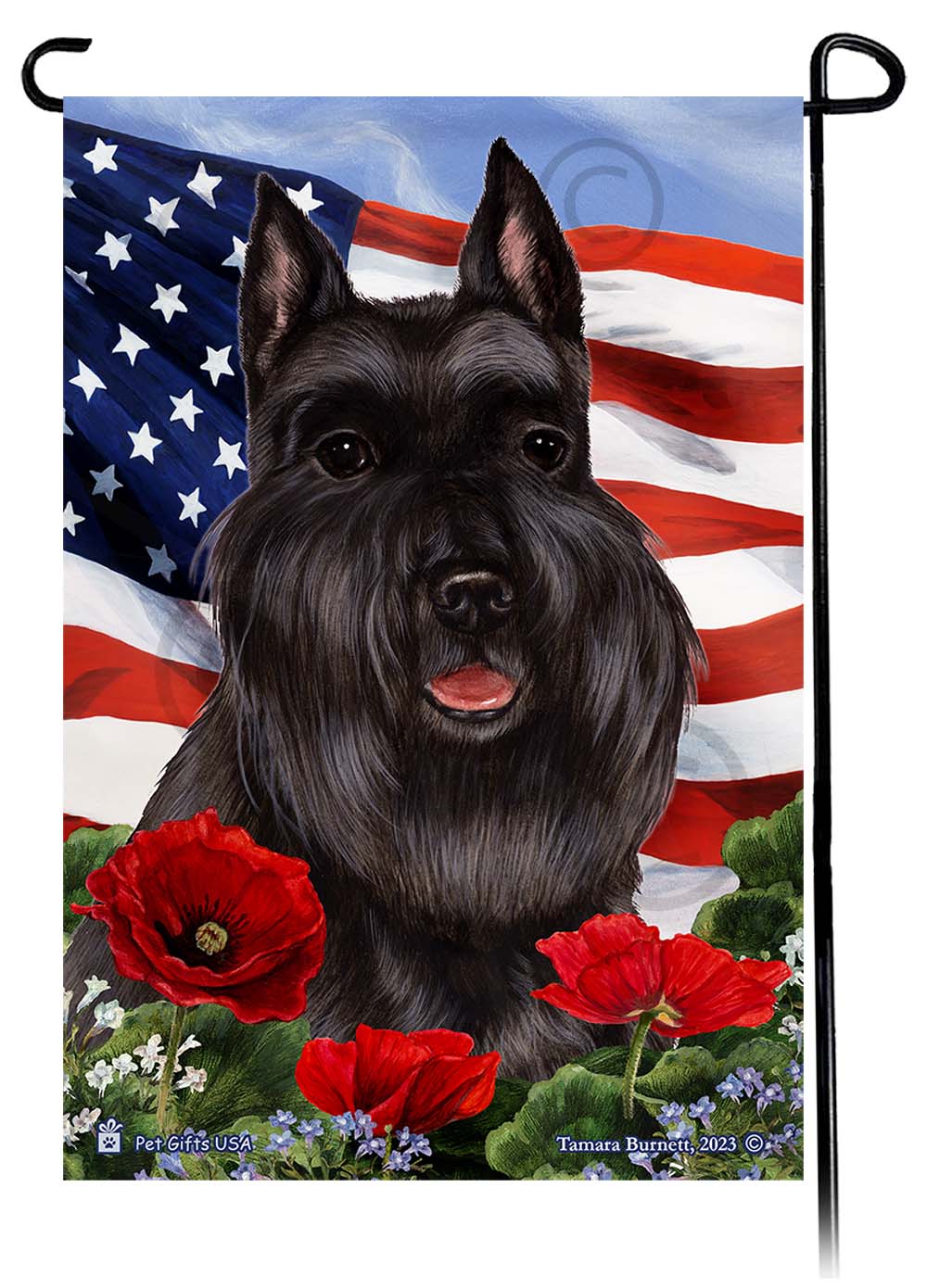 Schnauzer Patriotic Flowers Garden Flags
