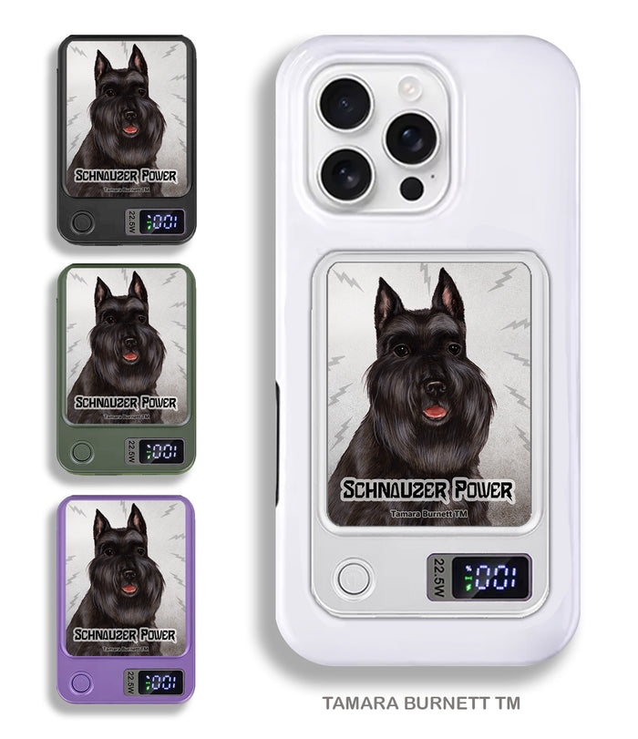 Schnauzer Black Cropped Phone Bank Wireless Charger