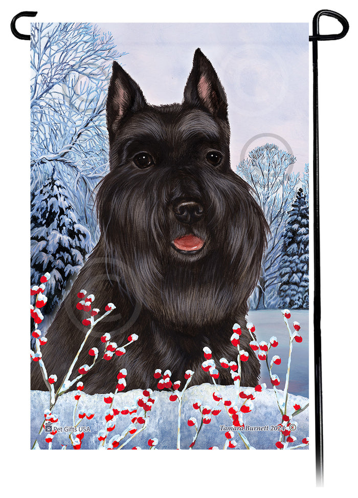 Schnauzer Winterberries Garden Flags