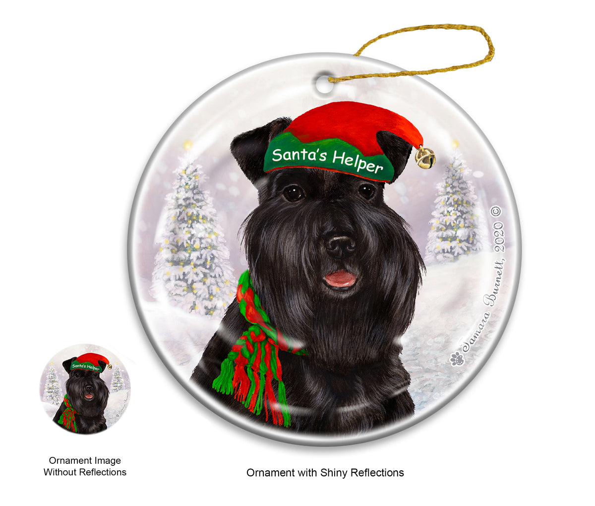 Schnauzer Uncropped Black Ornament