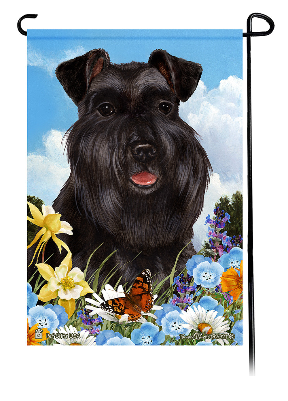 Schnauzer Summer Flowers - Garden Flag