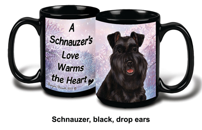 Schnauzer Uncrop Black Winter Mug 15 oz