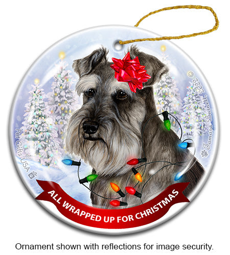 Schnauzer Uncropped Grey Ornament