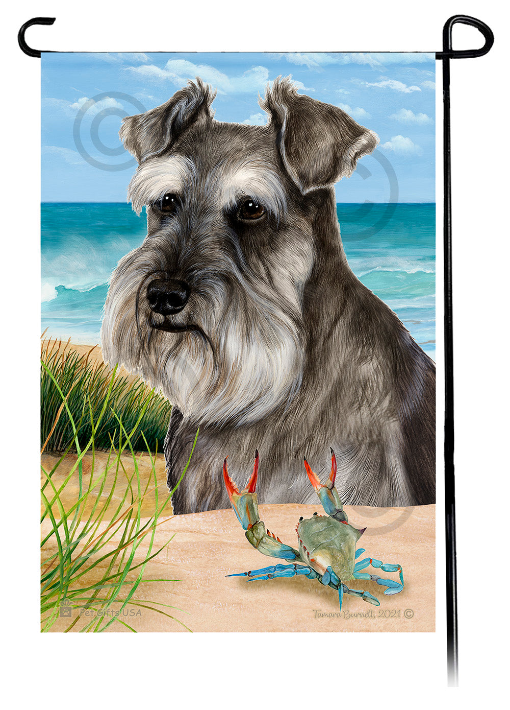 Schnauzer Summer Flowers Garden Flag