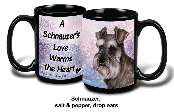 Schnauzer Uncrop Grey Winter Mug 15 oz