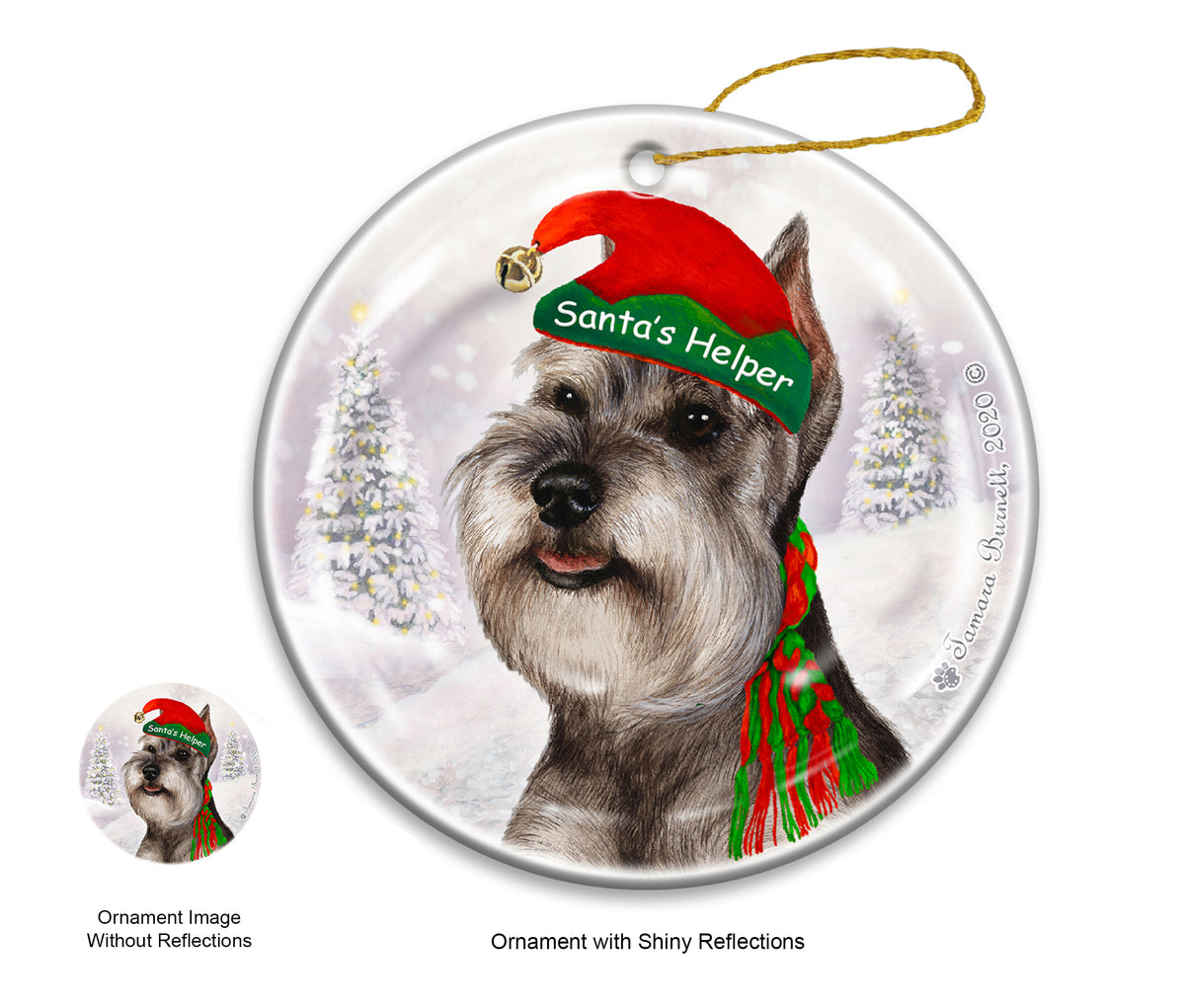 Schnauzer Cropped Grey Ornament