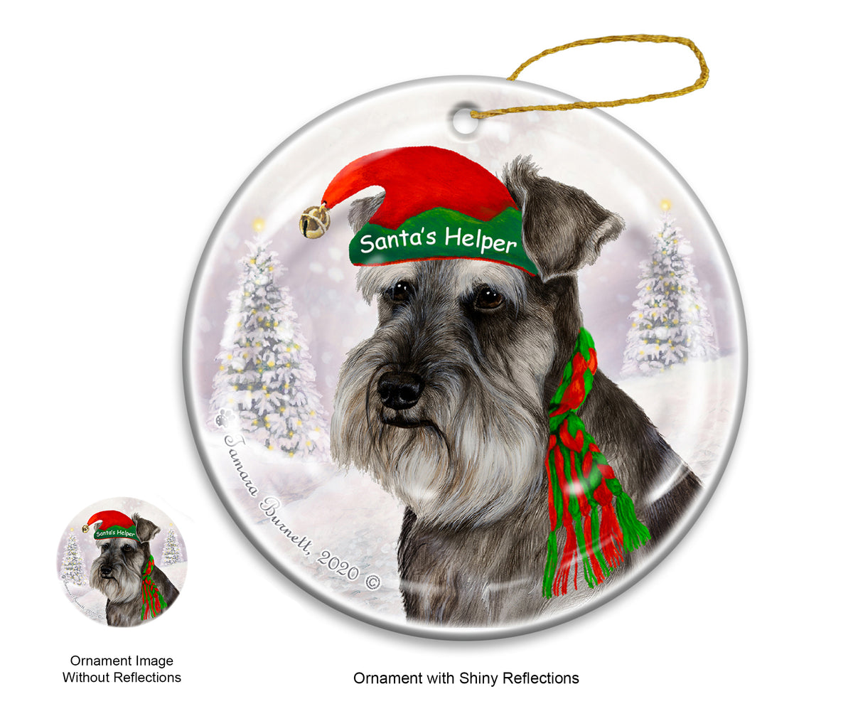 Schnauzer Uncropped Grey Ornament
