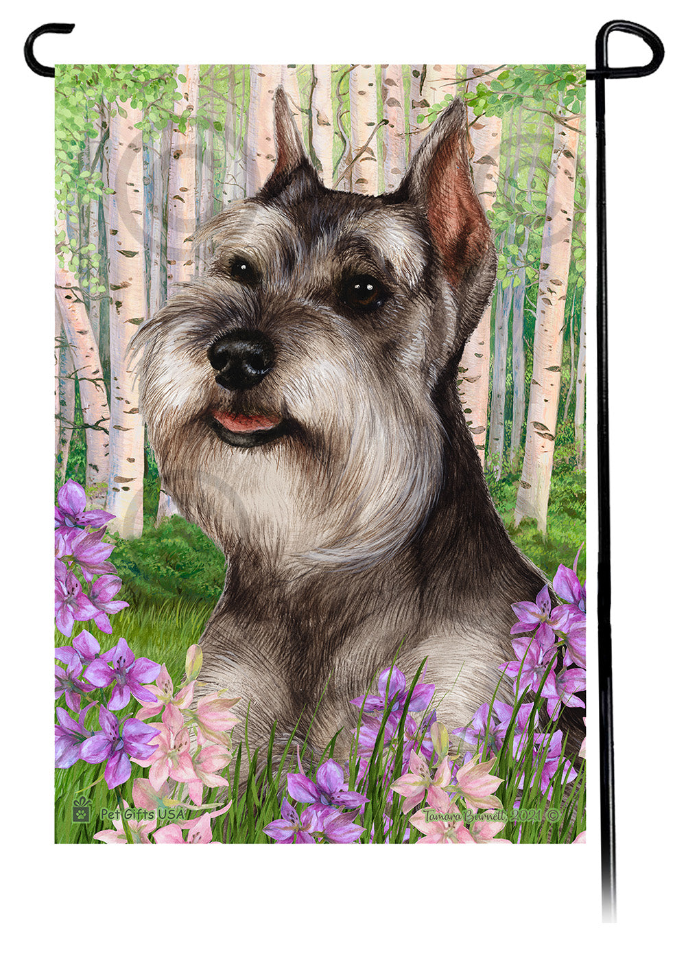 Schnauzer Spring Flowers - Garden Flag