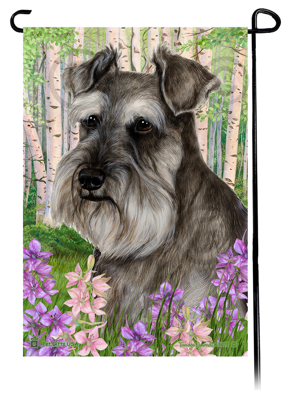 Schnauzer Spring Flowers - Garden Flag