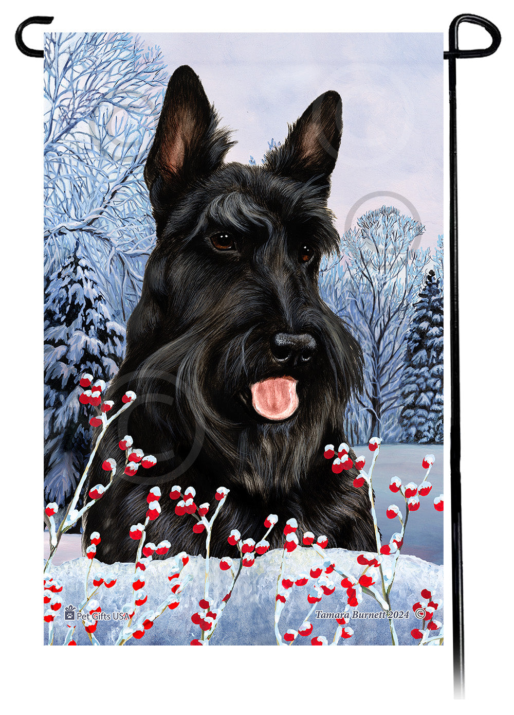 Scottish Terrier Winterberries Garden Flags