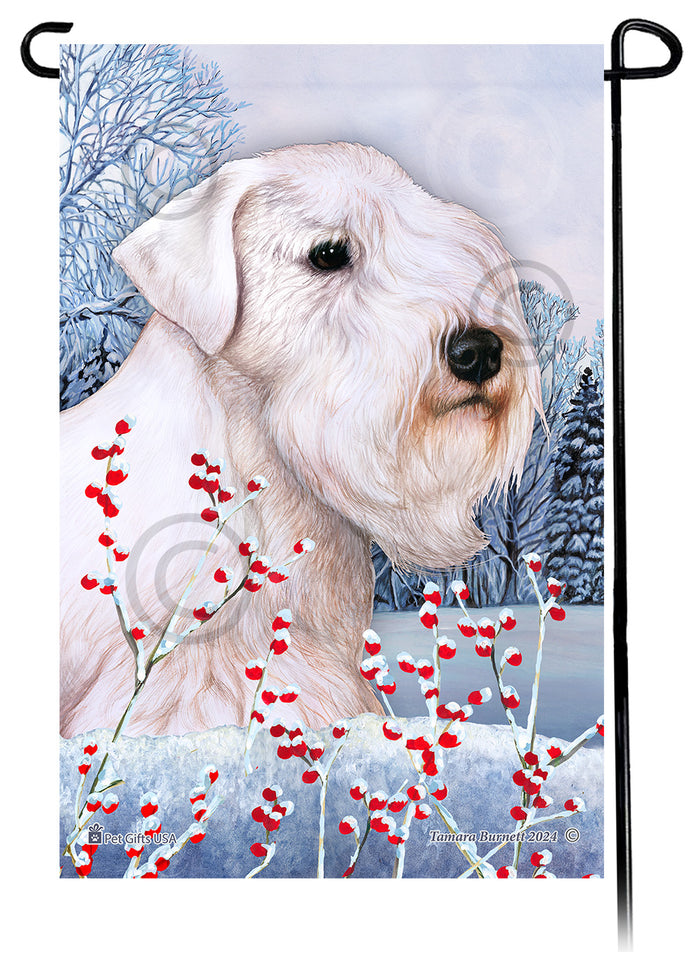 Sealyham Terrier Winterberries Garden Flags