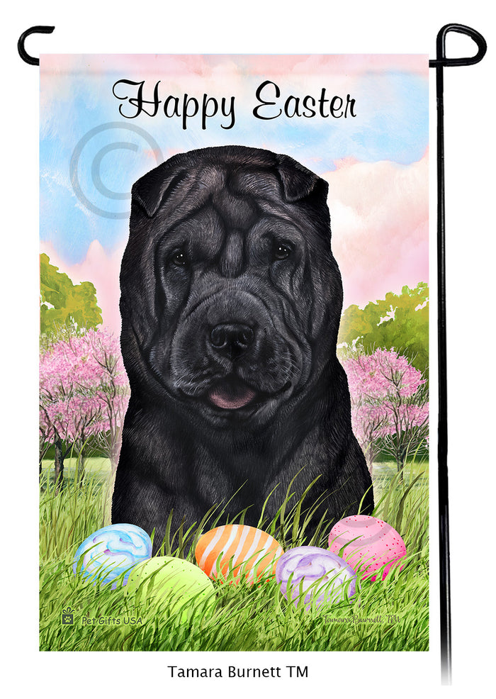 Shar Pei Happy Easter Garden Flags