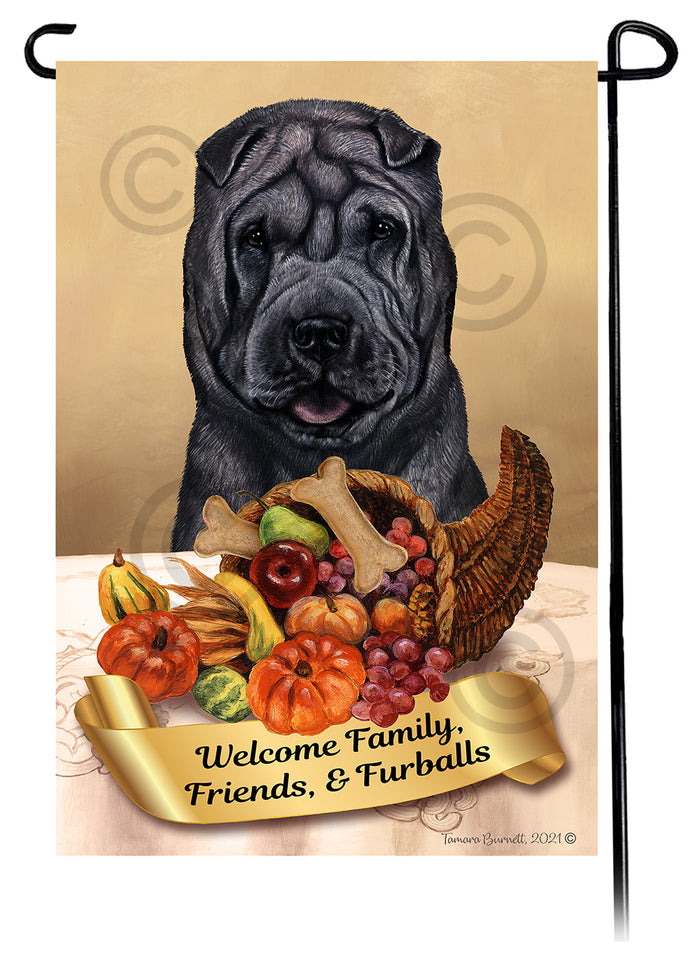 Shar Pei Thanksgiving Garden Flags