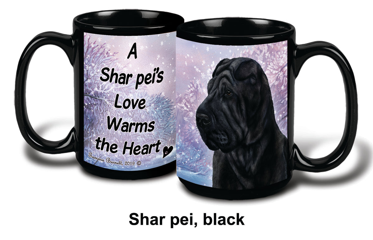 Shar Pei Black Winter Mug 15 oz