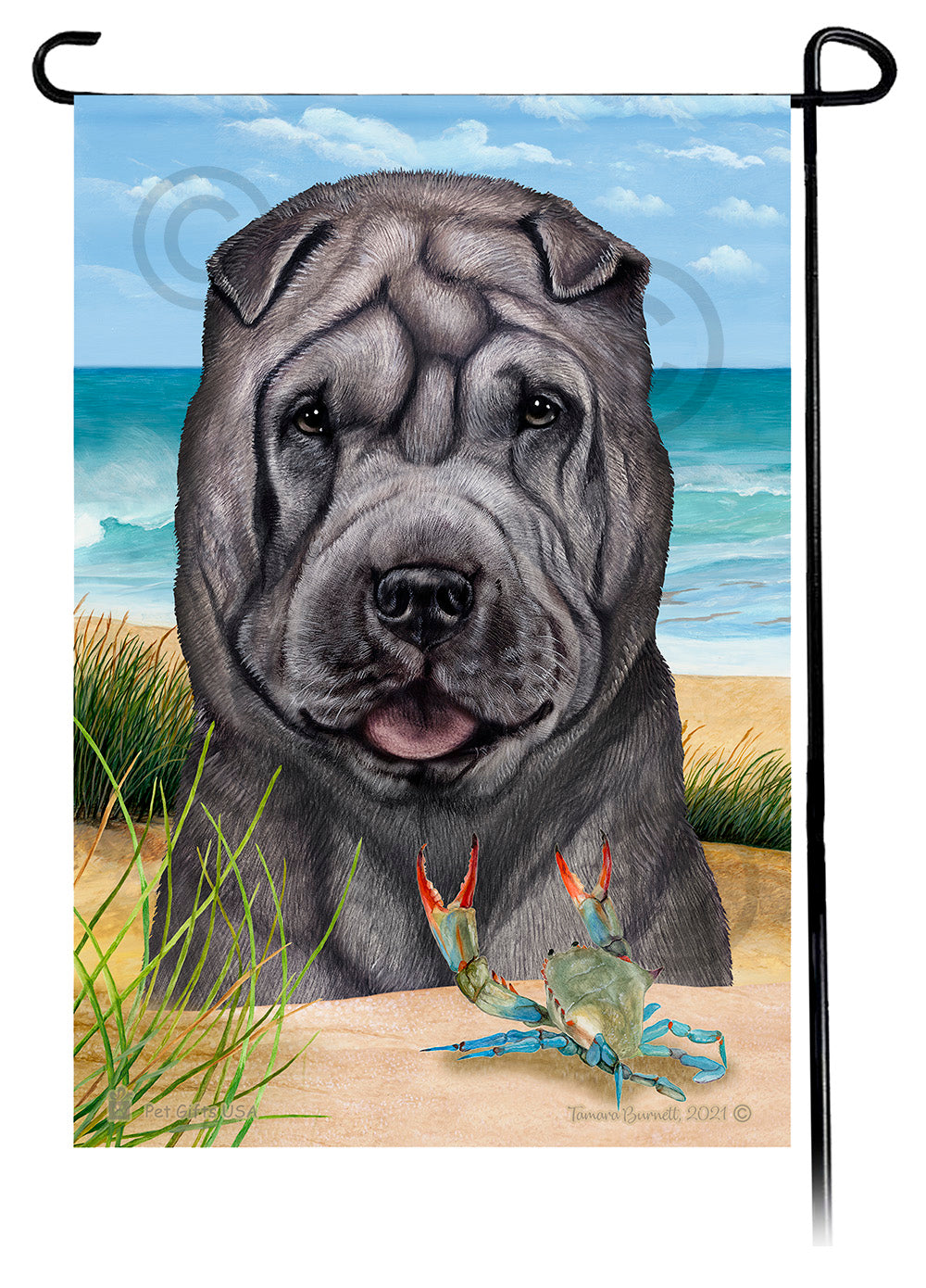 Shar Pei Summer Flowers Garden Flag