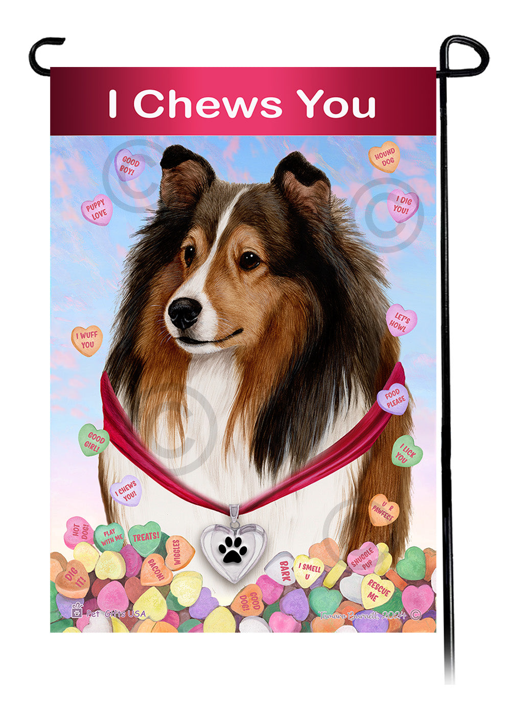 Black Sable Ferret Valentine Sweetheart - Garden Flag