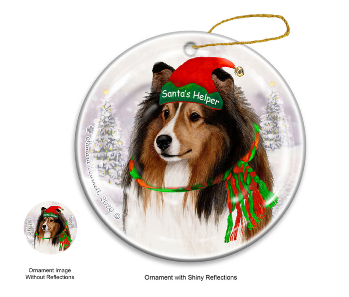 Sheltie - Santa's Helper Ornament