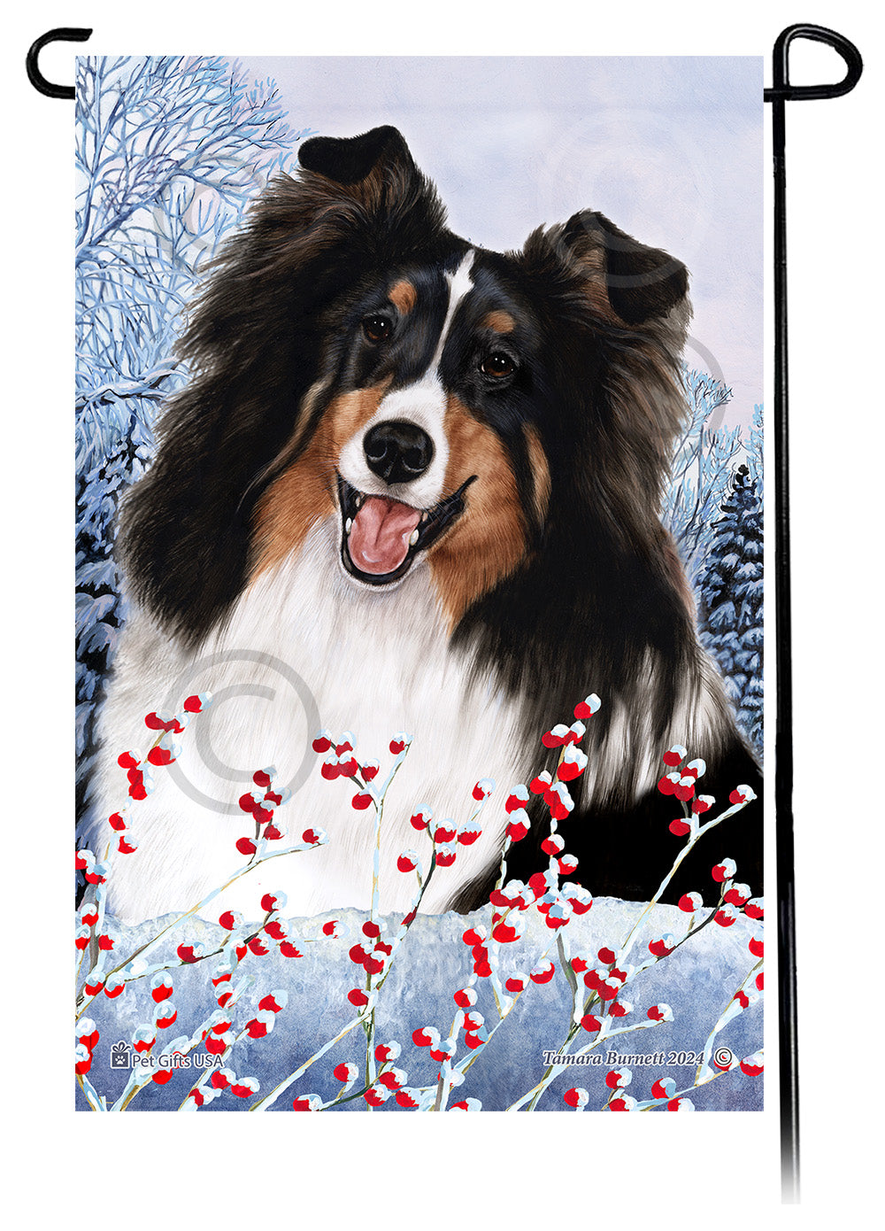 Shetland Sheepdog Winterberries - Garden Flag
