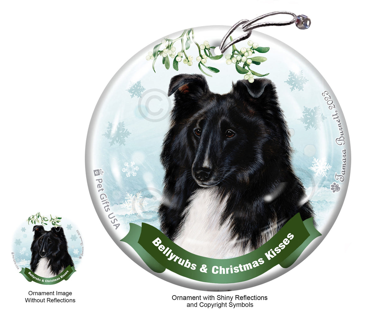 Sheltie Bellyrubs and Christmas Kisses Ornament