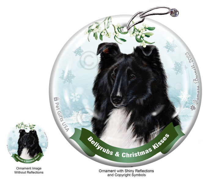 Sheltie Bellyrubs and Christmas Kisses Ornament