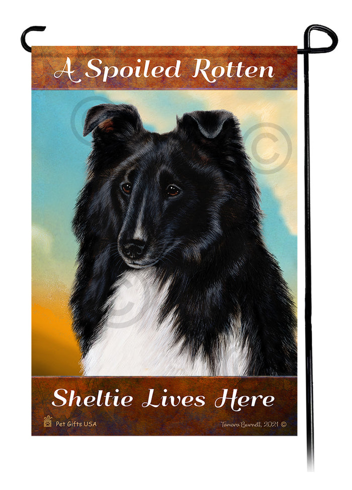 Shetland Sheepdog Spoiled Rotten Garden Flags