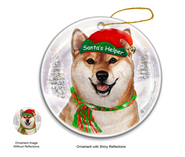Shiba Inu - Santa's Helper Ornament