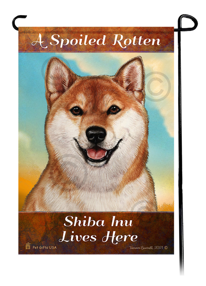 Shiba Inu Spoiled Rotten Garden Flags