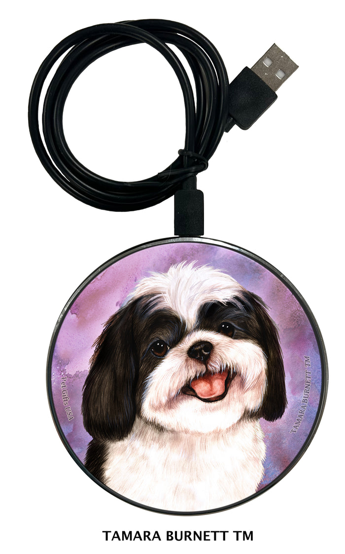Shih Tzu Black and White Zoomies Wireless Charger