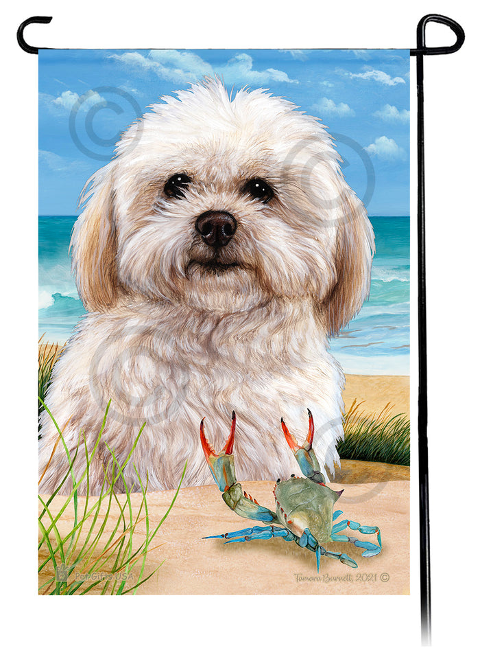 Shih Poo Summer Flowers Garden Flag