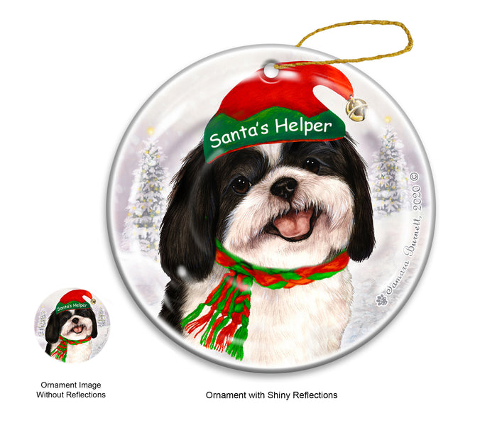 Shih Tzu - Santa's Helper Ornament